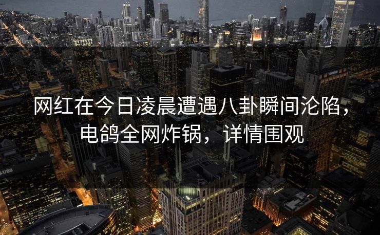 网红在今日凌晨遭遇八卦瞬间沦陷，电鸽全网炸锅，详情围观