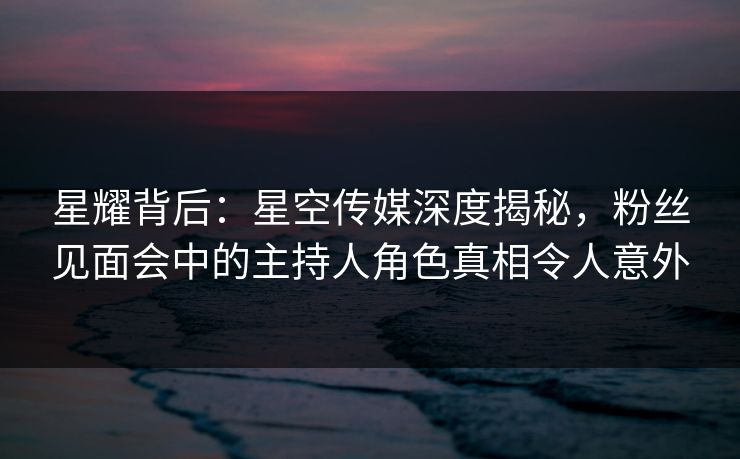 星耀背后：星空传媒深度揭秘，粉丝见面会中的主持人角色真相令人意外