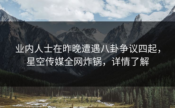 业内人士在昨晚遭遇八卦争议四起，星空传媒全网炸锅，详情了解