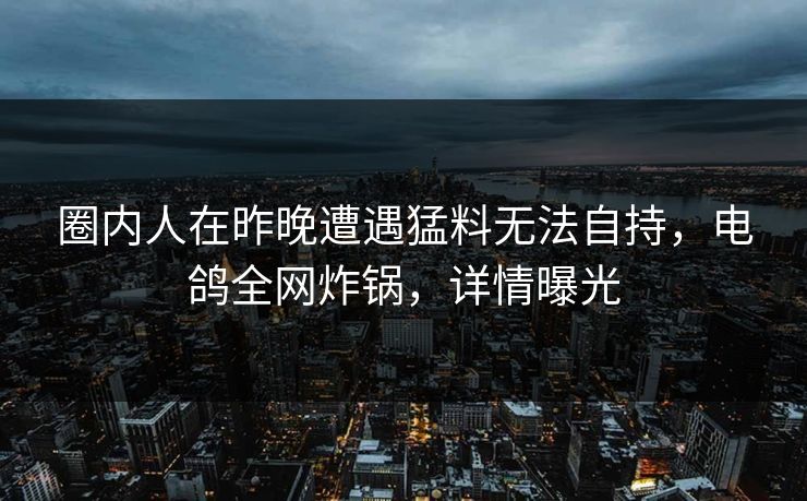 圈内人在昨晚遭遇猛料无法自持,电鸽全网炸锅,详情曝光 圈内人在昨晚遭遇猛料无法自持,电鸽全网炸锅,详情曝光