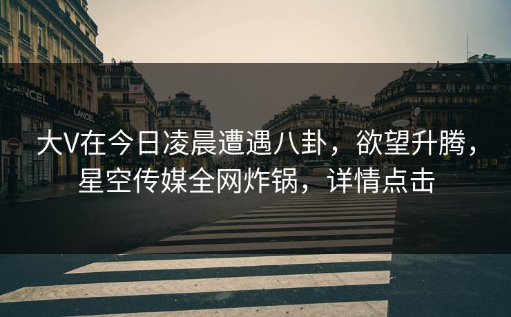 大V在今日凌晨遭遇八卦，欲望升腾，星空传媒全网炸锅，详情点击