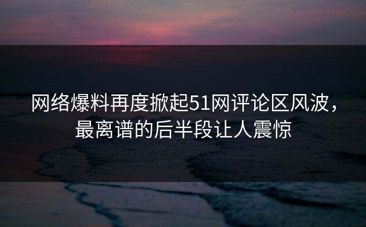 网络爆料再度掀起51网评论区风波,最离谱的后半段让人震惊 网络爆料再度掀起51网评论区风波,最离谱的后半段让人震惊